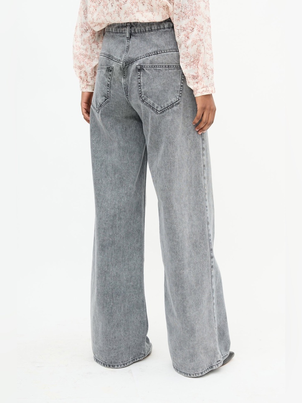 $590 Isabel Marant Lemony High-Rise Wide-Leg Jeans Gray Acid Wash Women’s FR 34 - Picture 2 of 13